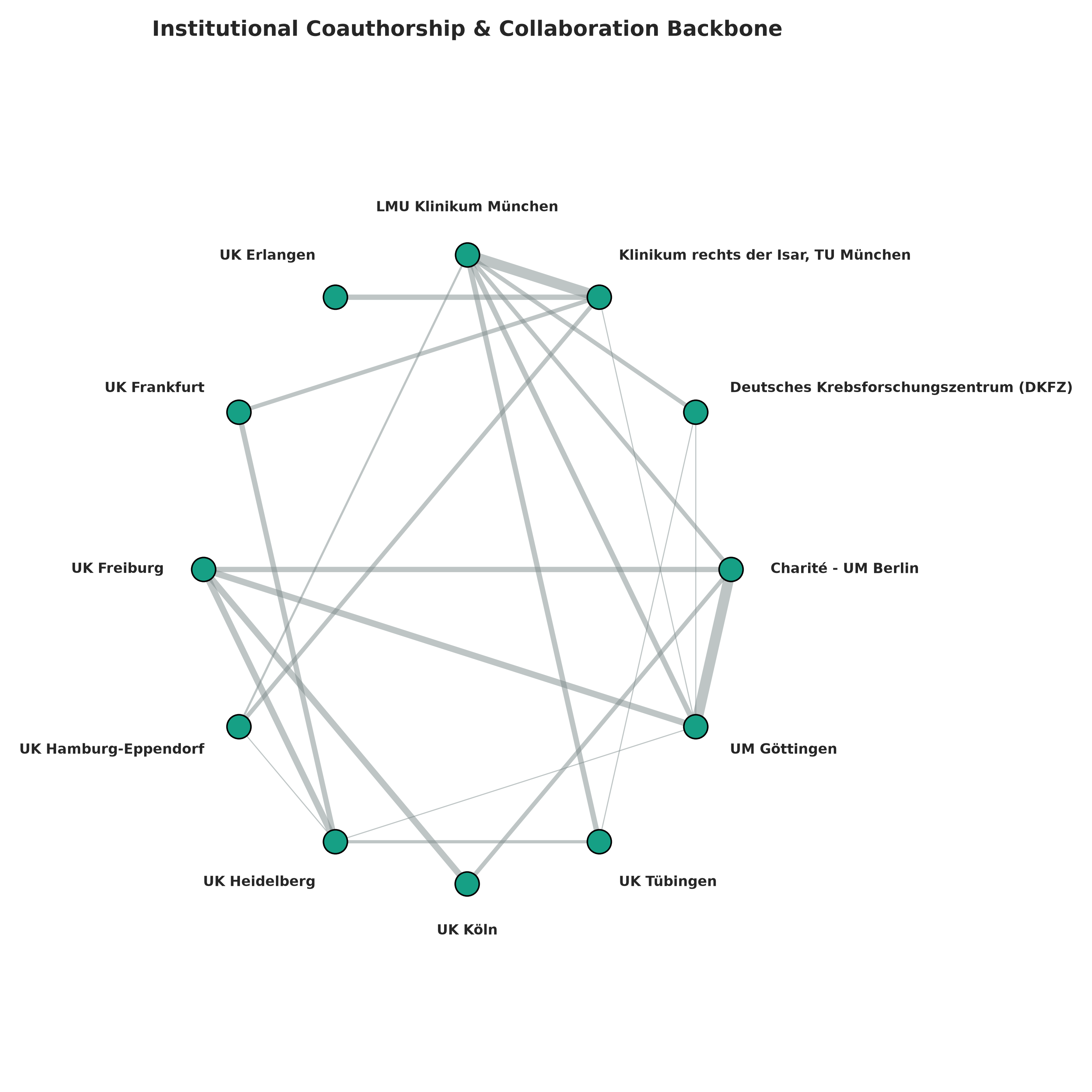 Institution-level biomedical research collaboration network